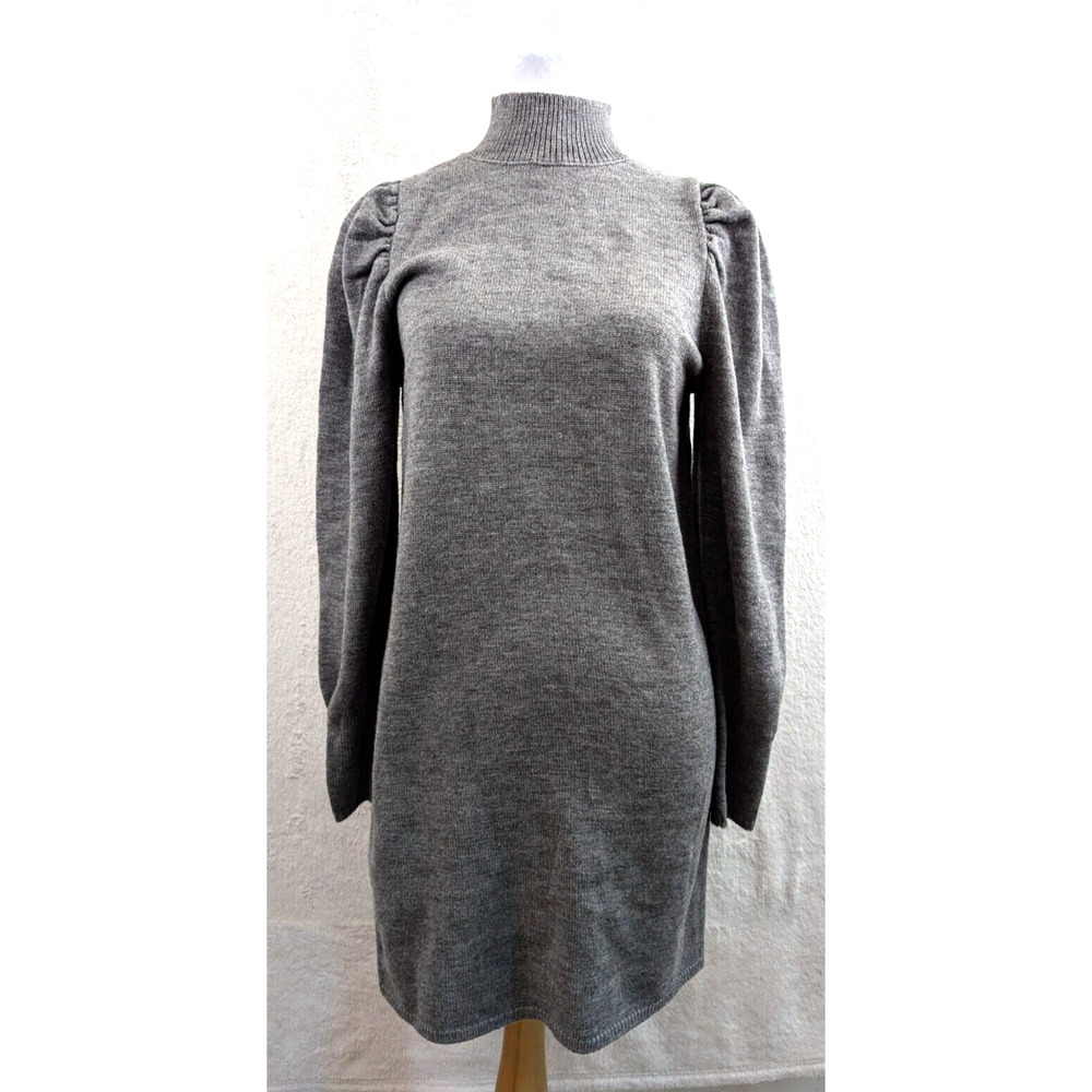 WAYF sz XS Mock Neck Tunic Sweater Dress gray long sleeves stretchy 0694